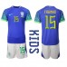 Brasilien Fabinho #15 Barnkläder Borta matchtröja till baby VM 2022 Kortärmad (+ Korta byxor) Billigt